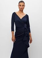 Robe longue à col cache-cœur et volants