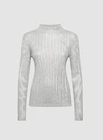 Pull en tricot côtelé à paillettes