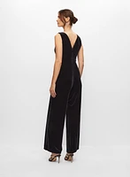 Velvet Mesh Detail Jumpsuit