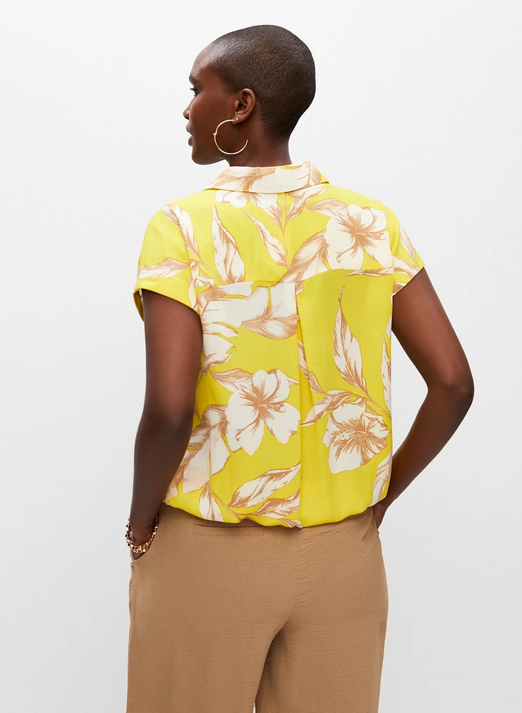 Tropical Floral Print Blouse