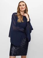 Chiffon Cape Sequin Dress