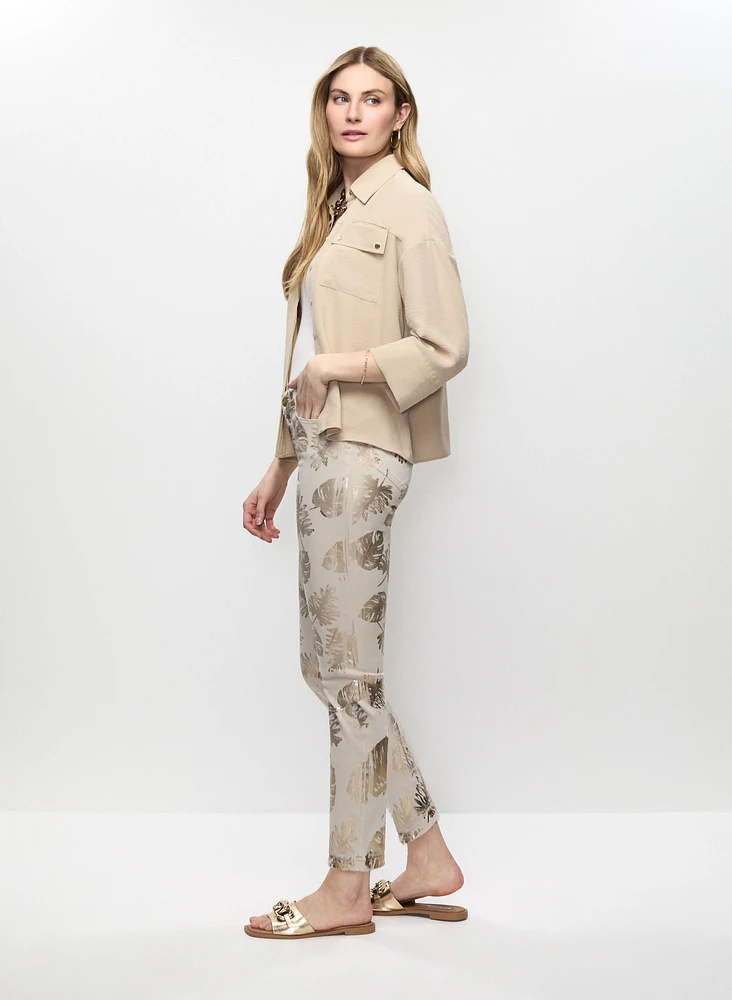 Foil Leaf Print 7/8 Jeans
