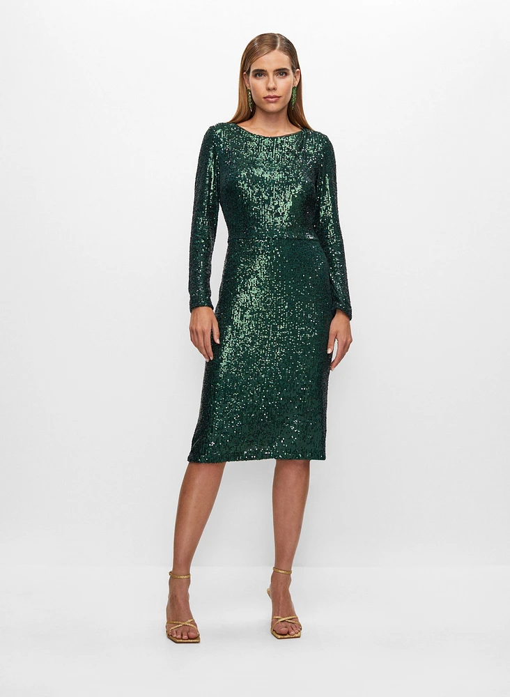 BA Nites - Robe en paillettes à encolure bateau