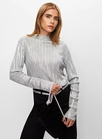 Pull en tricot côtelé à paillettes