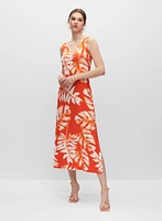 Palm Leaf Print Jersey Dress