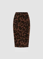 Pull-On Leopard Motif Skirt