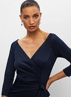 Robe longue à col cache-cœur et volants