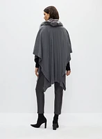 Faux Fur Collar Poncho