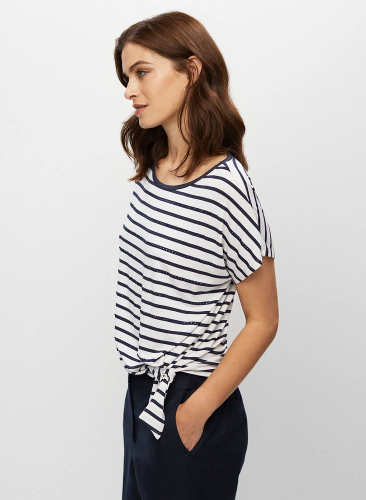 T-shirt rayé avec lien à nouer
