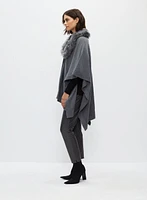 Faux Fur Collar Poncho