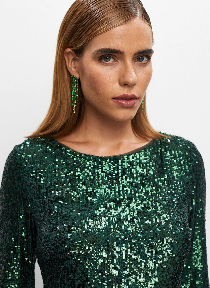 BA Nites - Robe en paillettes à encolure bateau