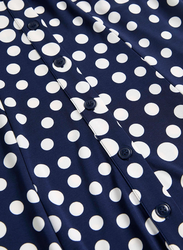 Robe boutonnée à pois