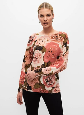 Haut à motif de roses et détail en strass