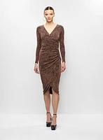 Robe midi à ourlet tulipe et motif métallisé