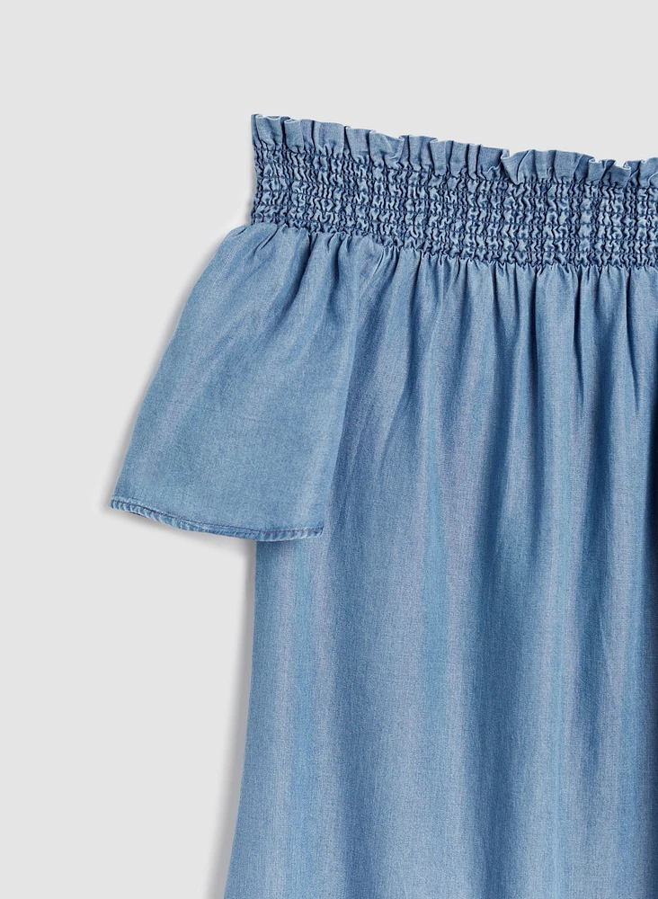 Off-the-Shoulder Tencel Dress