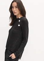 Crystal Button Trim Sweater