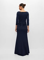 Robe longue à col cache-cœur et volants