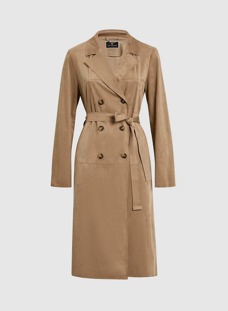 Manteau trench en suède végane