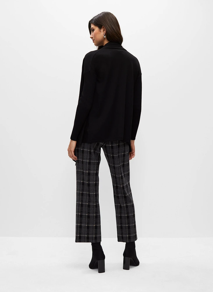 Cardigan à franges et ourlet asymétrique