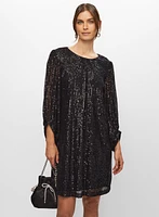 Robe à paillettes manches bouffantes