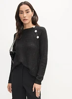 Crystal Button Trim Sweater