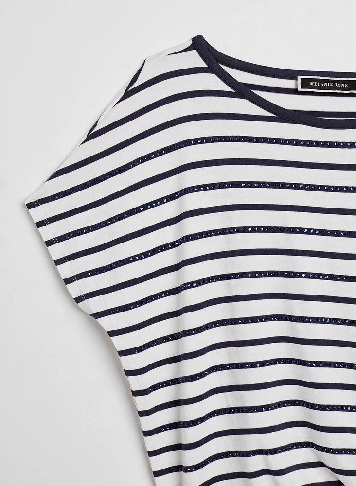 T-shirt rayé avec lien à nouer
