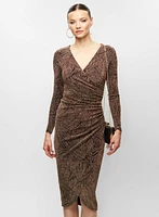Robe midi à ourlet tulipe et motif métallisé