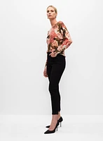 Rhinestone Detail Rose Print Sweater