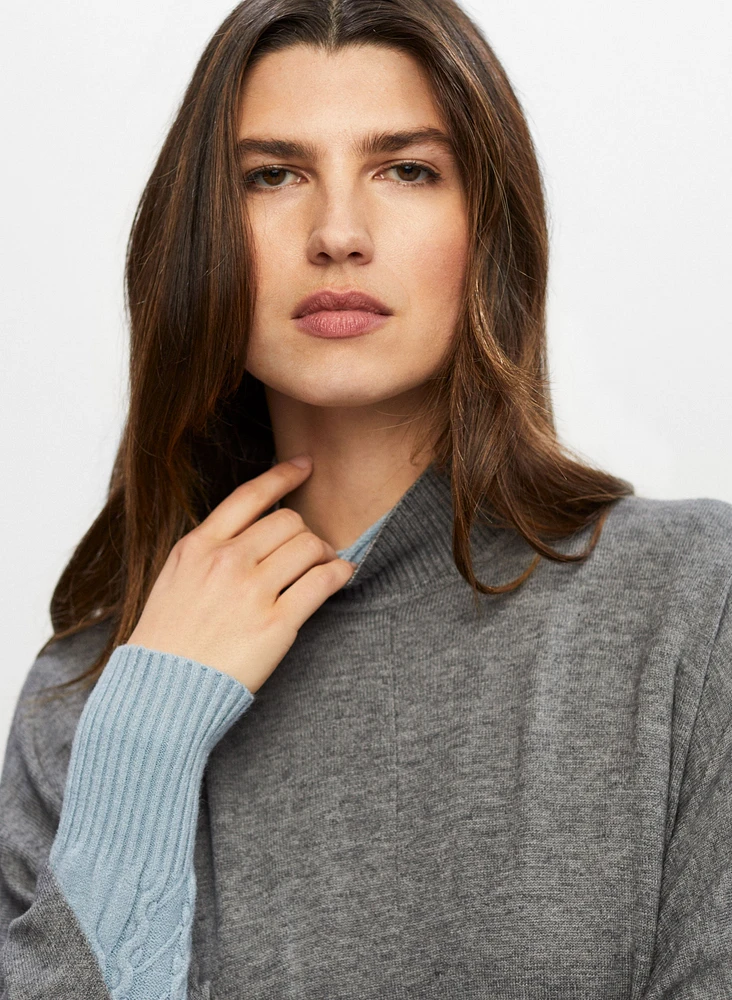 Asymmetrical Mock Neck Poncho