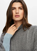 Asymmetrical Mock Neck Poncho