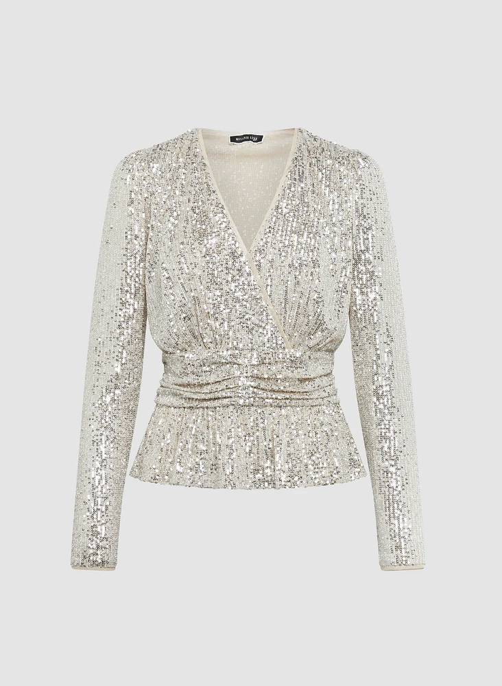 Haut style péplum à paillettes