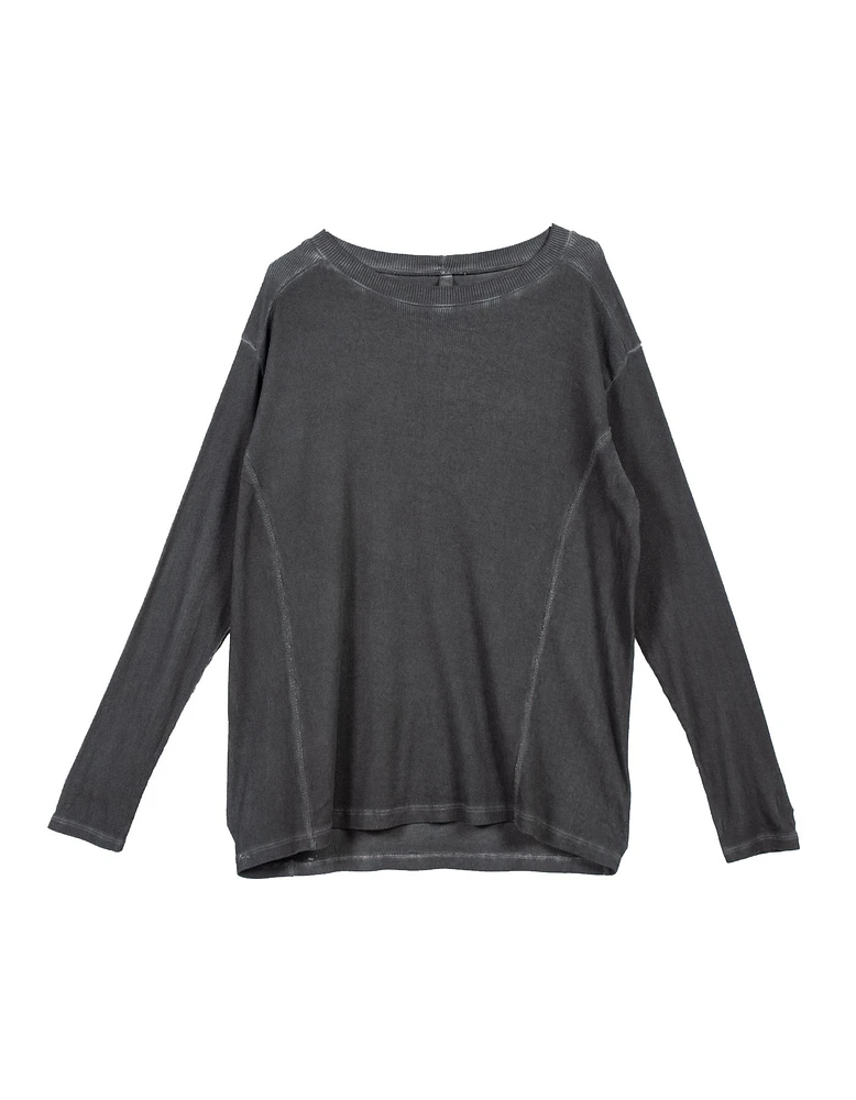 Nicola Ribbed Crew Neck Charcoal