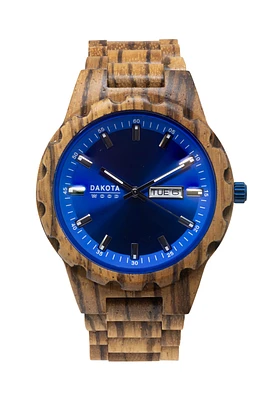 Day/Date Wood - Zebrawood Case/Band Blue Dial