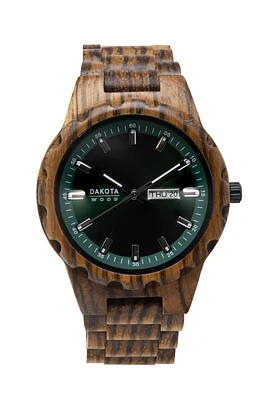 Day/Date Wood - Zebrawood Case/Band Green Sunray Dial