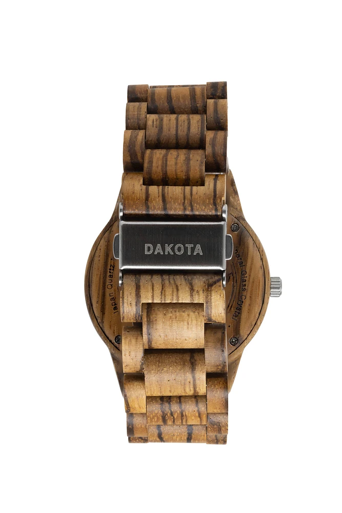 Day/Date Wood - Zebrawood Case/Band Red Sunray Dial