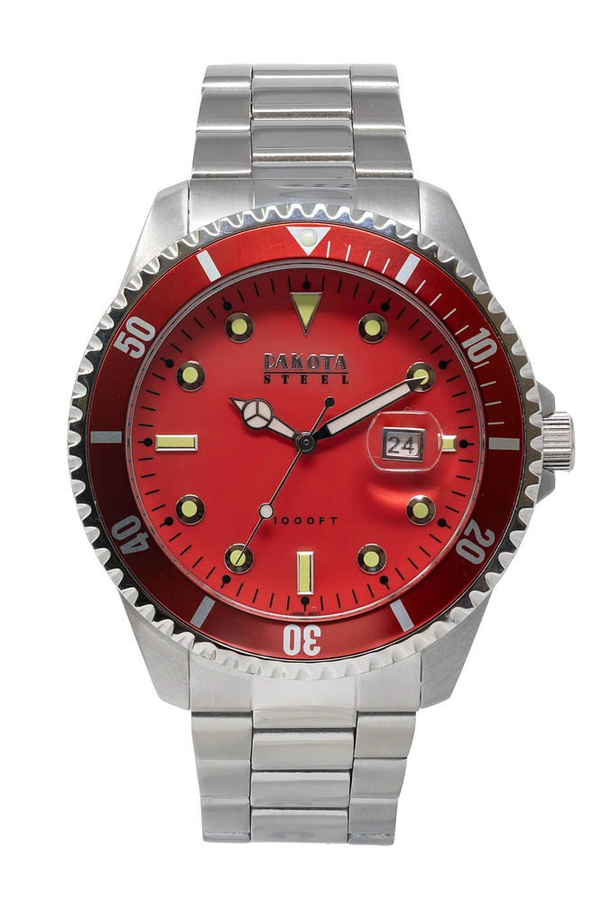 Steel 1000ft - 45mm - SS Case Red Dial Calendar