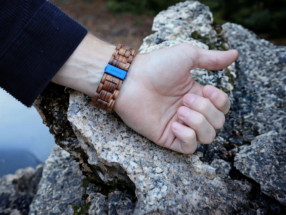 Day/Date Wood - Zebrawood Case/Band Red Sunray Dial