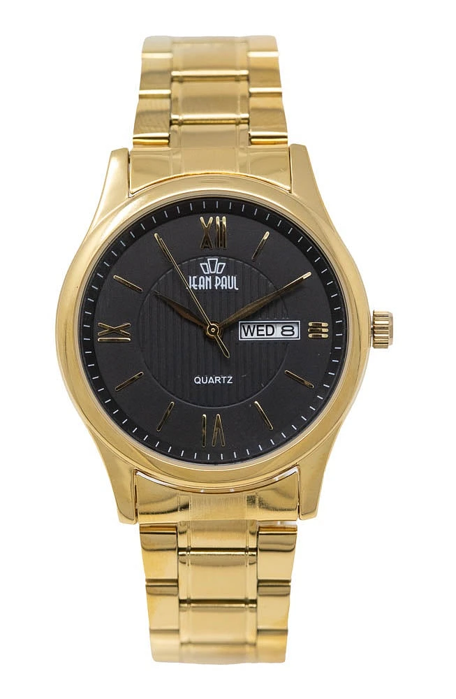 Jean Paul Everyday Metal - Gold Case/Band Black Dial Day/Date