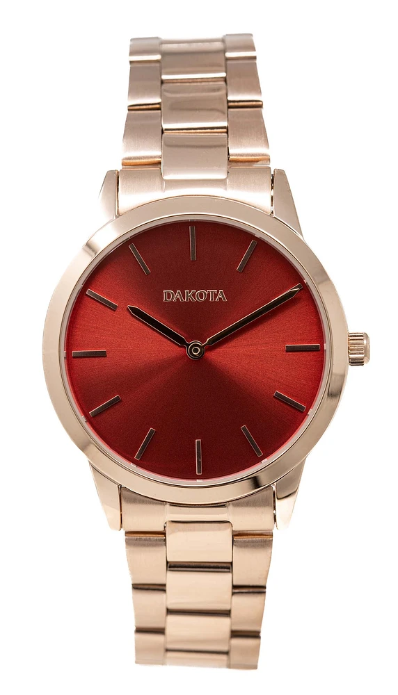 Midsize Sunray - Rose Gold Case/Red Dial