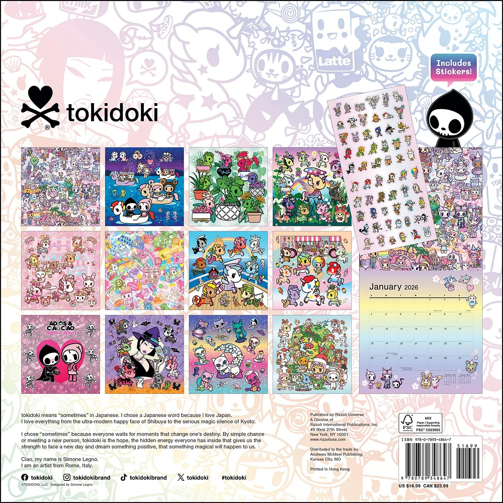 Tokidoki Wall  2026 Calendar
