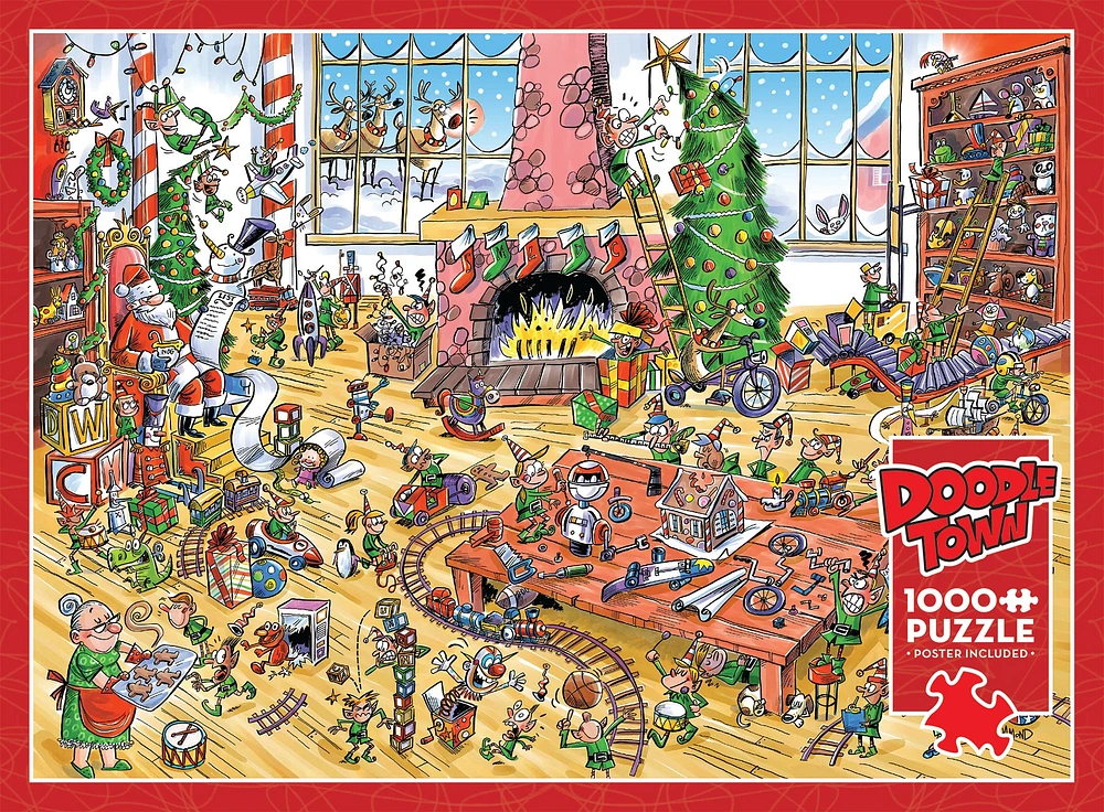 DoodleTown Elves at Work 1000 Piece Puzzle - Online Only