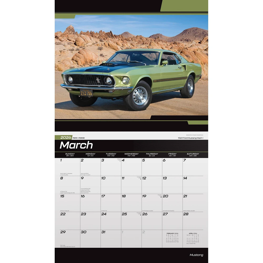 Mustang 2026 Wall Calendar