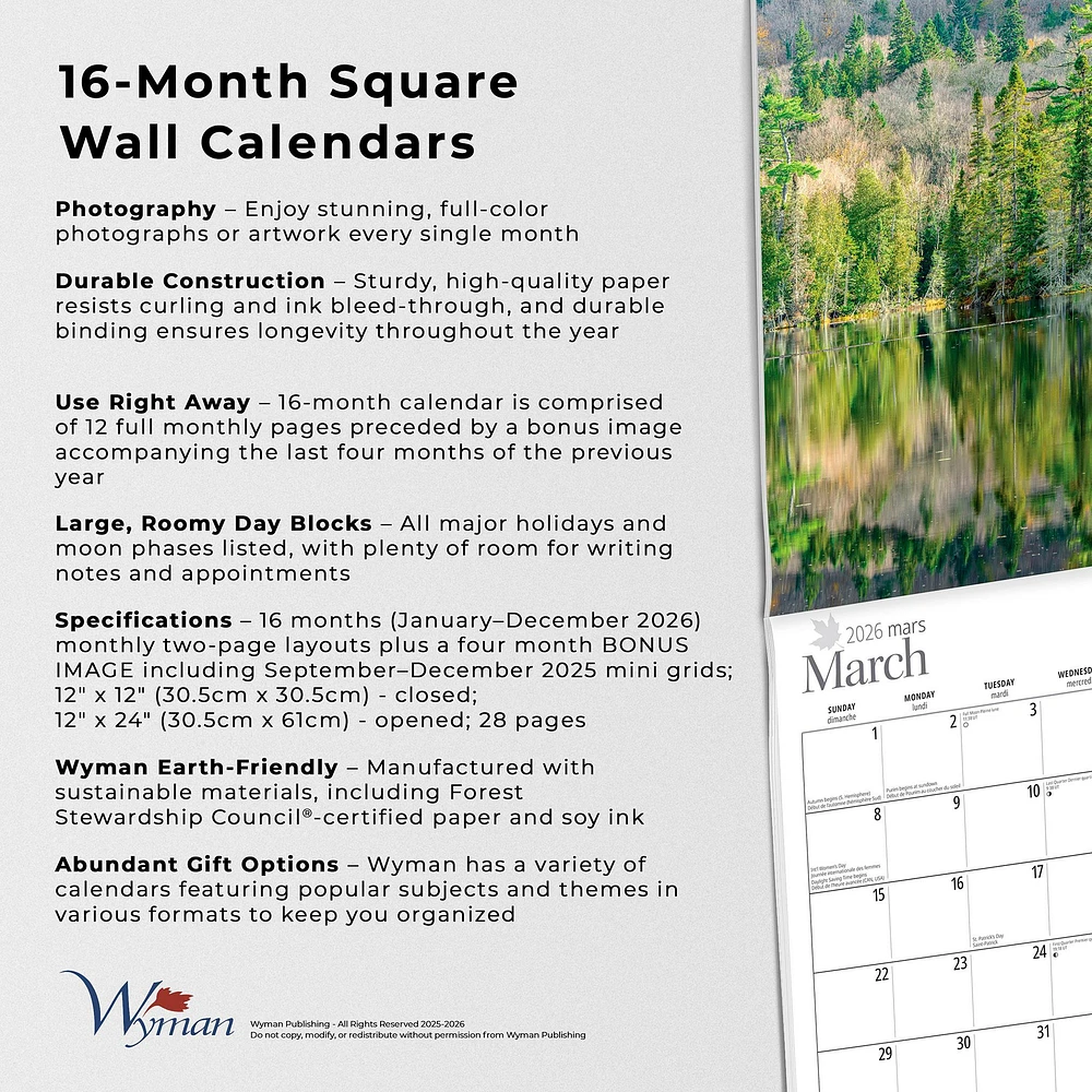 Ontario 2026 Wall Calendar