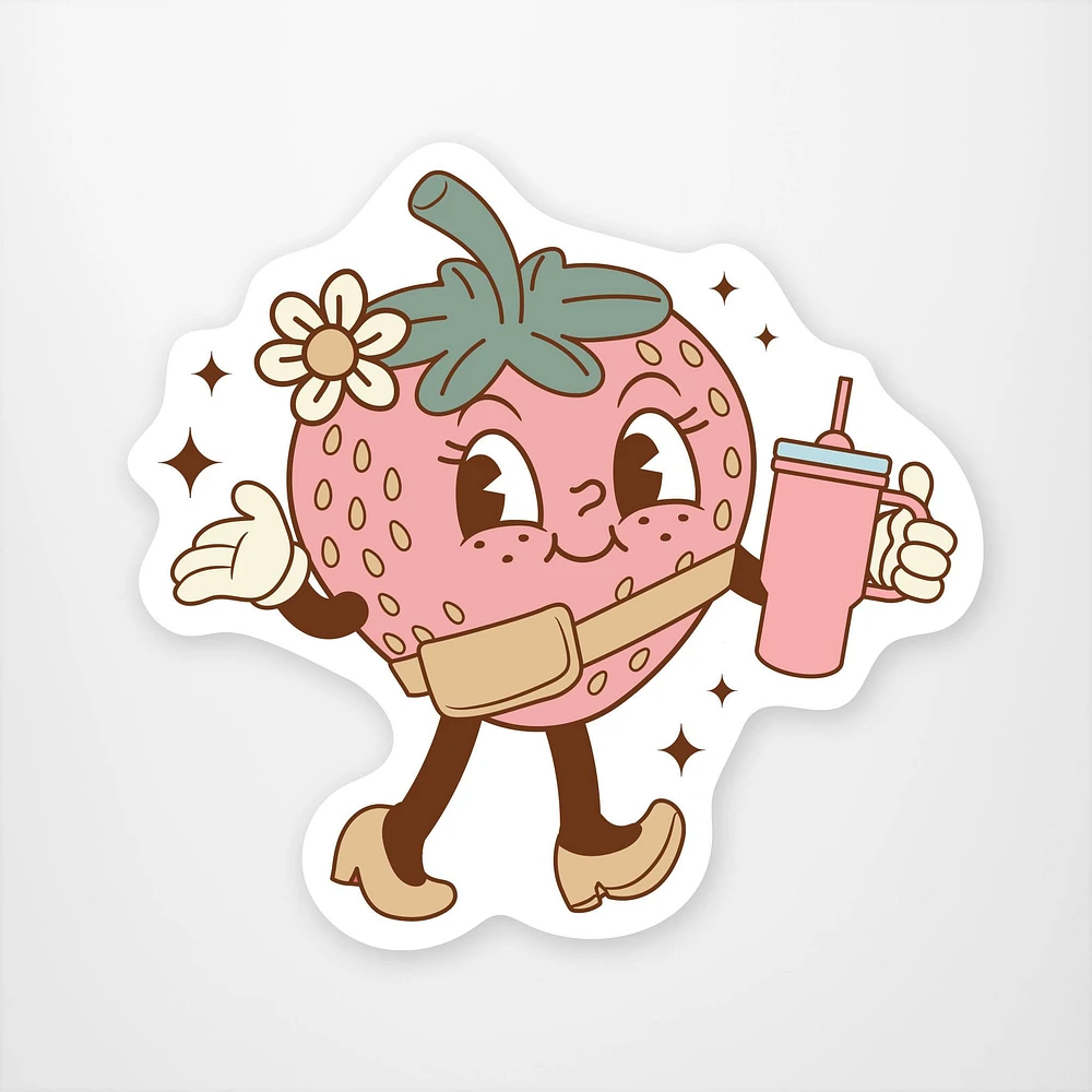 Retro Strawberry Vinyl Sticker