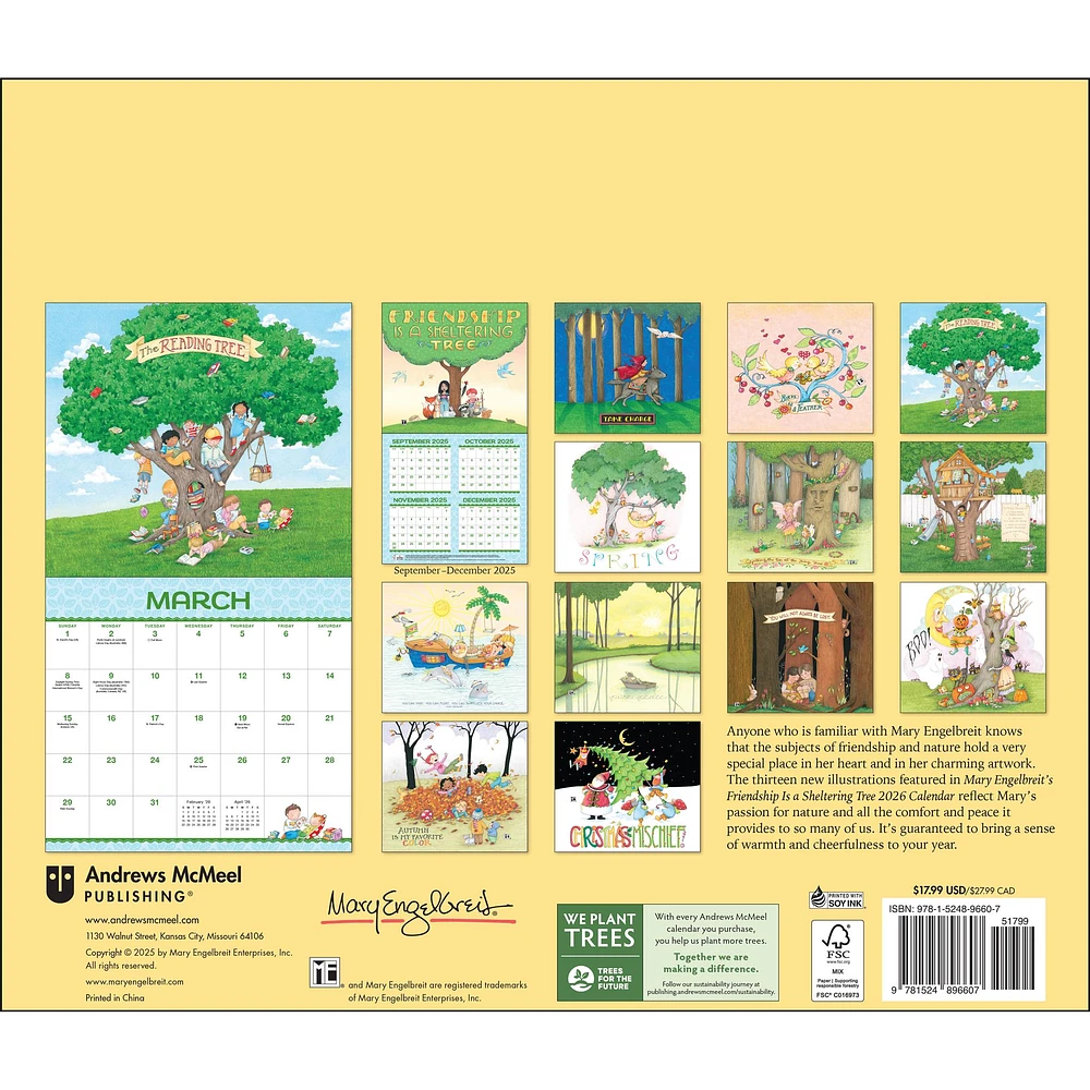 Mary Engelbreits Friendship Is A Sheltering Tree Deluxe 2026 Wall Calendar