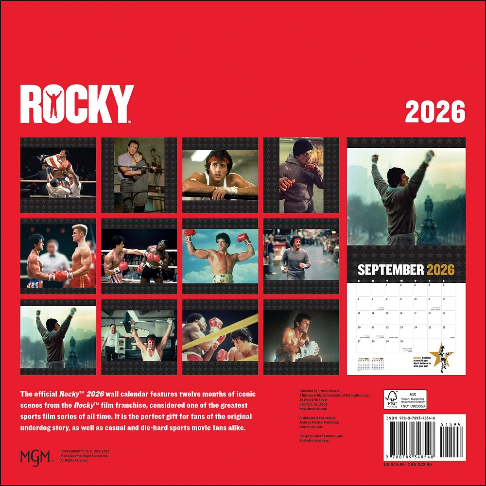 Rocky 2026 Wall Calendar - Online Exclusive