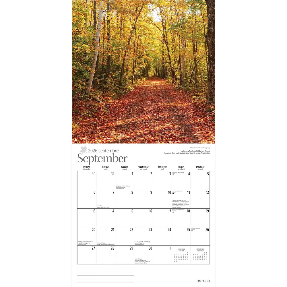 Ontario 2026 Wall Calendar