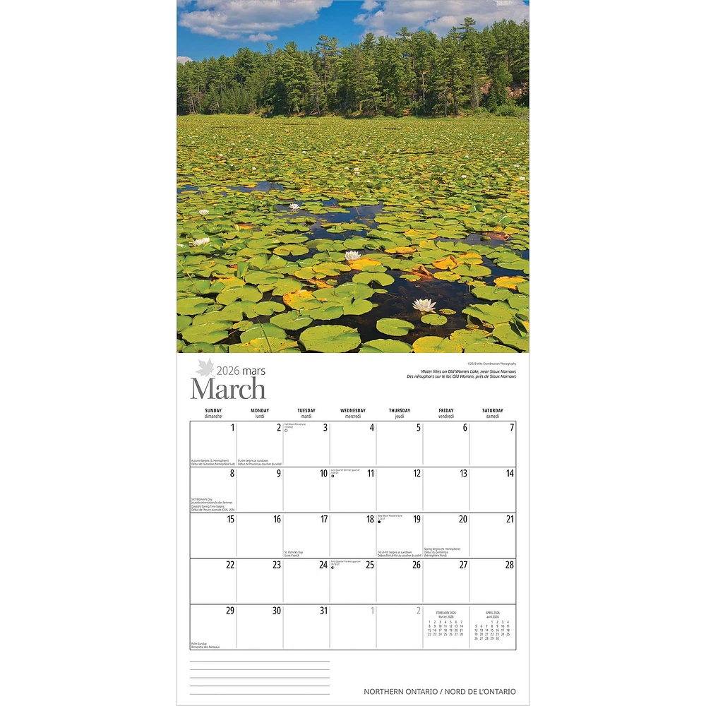 Northern Ontario 2026 Wall Calendar