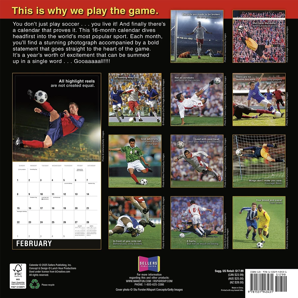 Soccer 2026 Wall Calendar