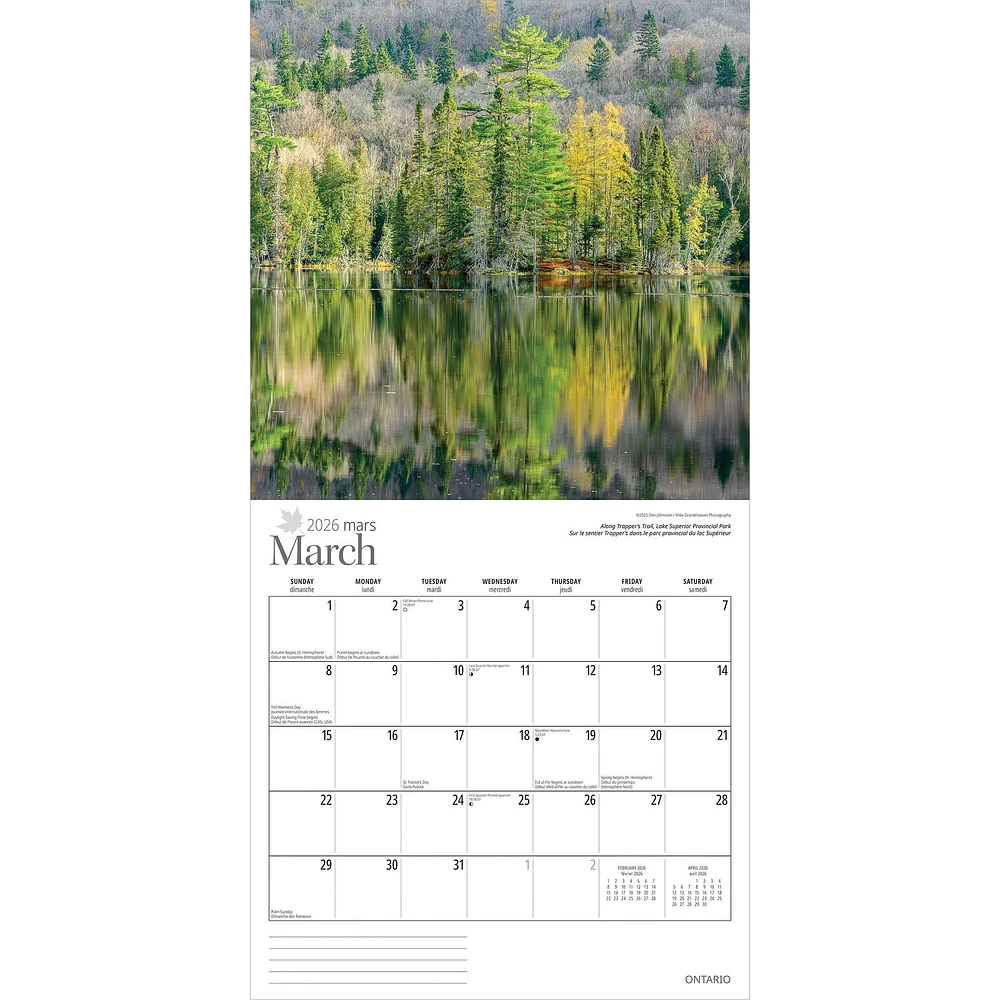 Ontario 2026 Wall Calendar